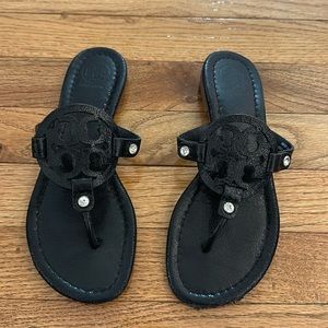 Tory Burch Shiny Black Sandals Size 6